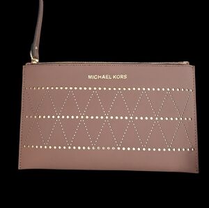 Michael Kors Mauve Studded Clutch – Leather Wristlet Purse